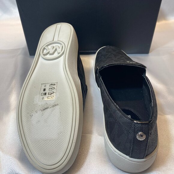 Michael Kors Black MK Logo Slip On Loafer Sneaker Gold Hardware Keaton,9M,NEW - Picture 6 of 9